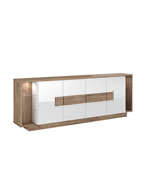 Buffet 4 Portes Et 4 Niches DUNE  - Blanc / Chêne