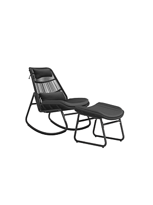 Chaise Relax + Repose Pieds ALICIA - Gris Foncé