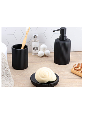 Porte Savon En Résine Striée  - Noir