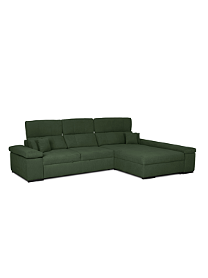 CANAPE D'ANGLE WILBUR REVERSIBLE + Fonction lit + Rangement  - Vert