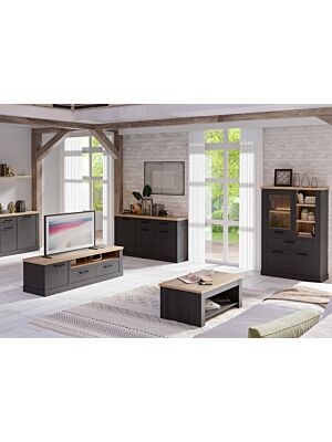  VITRINE BLACK DURO 161cm  - Chêne / Noir