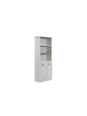 Bibliothèque MANGO 2 Portes 3 Niches - Blanc / Beige