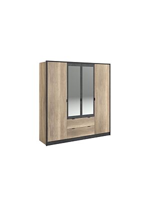 Armoire TORONTO Avec 2 Miroirs - Oak / Noir