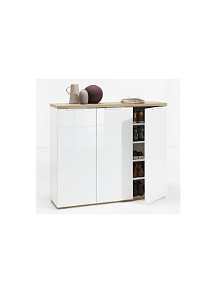 Meuble Multifonction MUNDI 3 portes - Blanc / Beige