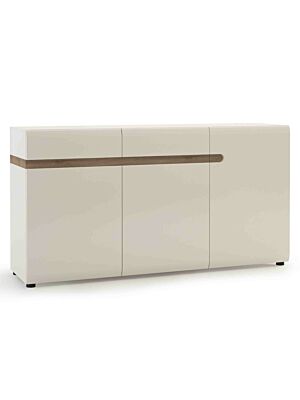 Commode LINATE 2 Tiroirs et 3 Portes - Blanc / Chêne Beige