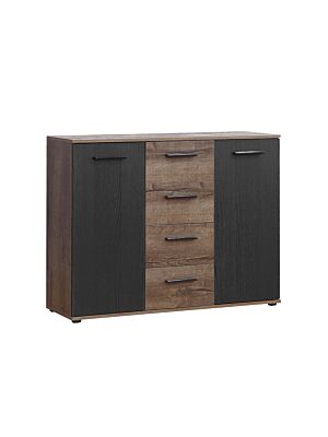 Commode  BELLEVUE 2 portes et 4 tiroirs Chêne Marron Foncé