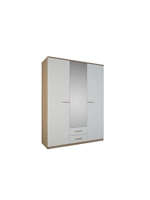 Armoire FAST 2 Portes Avec 4 Étagères + Miroir - Blanc Mat