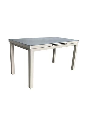 Table De Jardin EXTANSIA 140x75cm – Gris Clair / Blanc