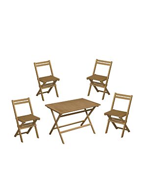 Set Table Rectangulaire EXOTICA Avec Quatre Chaises Pliables - Teck