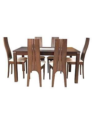 Set table + 6 Chaises BRUNO Marron