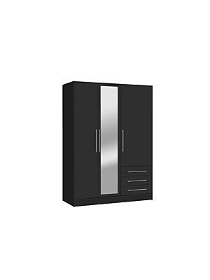 Armoire JUPITER 3 portes 3 tiroirs - Noir