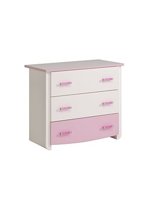 Commode BEAUTIFUL Avec 3 Tiroirs - Blanc / Rose