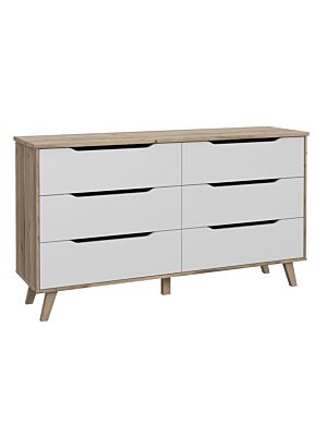 Double Commode VANKA Avec 6 Tiroirs - Chêne Beige / Blanc