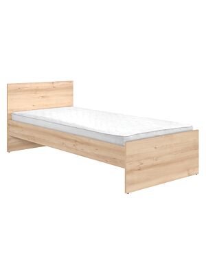 Lit NAMEK 90x200cm Avec Sommier - Chêne / Beige