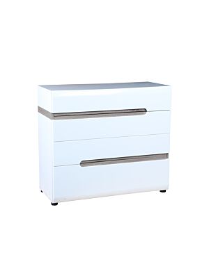 Commode LINATE 4 Tiroirs - Blanc / Chêne Beige