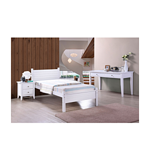 Lit LALA Avec Sommier Et Bois Massif - Blanc