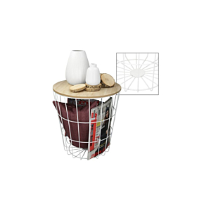 Table D'appoint Avec Panier Métallique - Blanc 