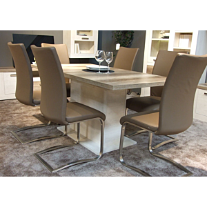 Table À Manger DURO - Blanc / Beige