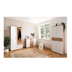 Commode JACKY Avec 2 Portes + 4 Tiroirs - Chêne / Marron Clair