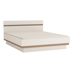 Lit Coffre LINATE 160x200 cm - Blanc / Chêne Beige