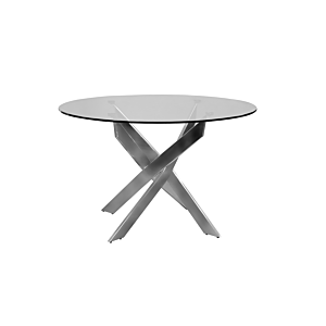 Table À Manger RUTH en Verre Transparent Pieds - Argenté