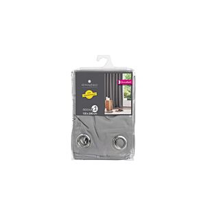 Set De 2 Rideaux Occultant - Gris Déstockage