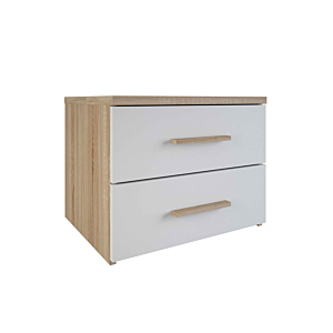Table De Chevet SELENA + 2 Tiroirs - Chêne / Gris Promos printemps