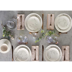 Assiette Effet Marbre 19 cm - Blanc