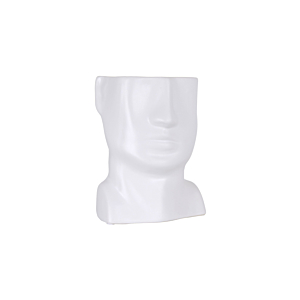 Vase En Forme Visage 15x15x19,5cm - Blanc