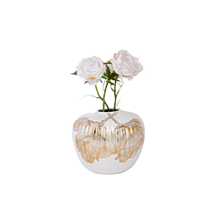 Petit Vase DECO En Céramique - Blanc / Doré