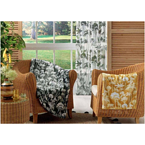 Plaid Flanelle Imprimée EQUATORIA JUNGLE 125x150cm - Jaune