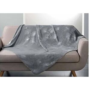 Plaid Imprimée BLOOMY 125x150cm - Gris / Argent Plaid et couvertures