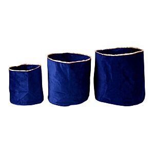 Lot 3 Paniers Ronds Effet Velours - Bleu Paniers et corbeilles