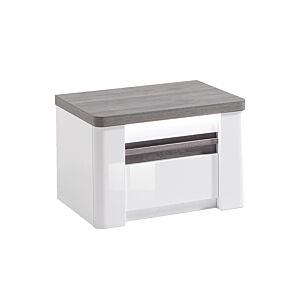 Table De Chevet VERTIGO Avec 1 Tiroir - Chêne Gris / Blanc