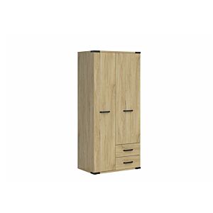 Armoire LARA Avec 2 Portes + 2 Tiroirs - Chêne