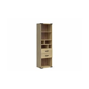 Bibliothèque LARA Avec 2 Tiroirs + 7 Niches - Chêne