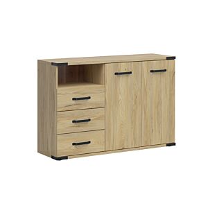 Commode LARA Avec 2 Portes + 3 Tiroirs + 1 Niche - Chêne Commodes