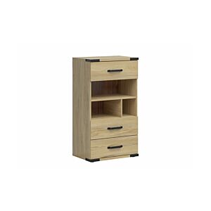 Commode LARA Avec 3 Tiroirs + 3 Niches - Chêne