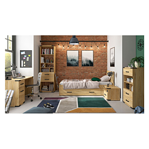 Commode LARA Avec 2 Portes + 3 Tiroirs + 1 Niche - Chêne