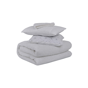 Parure de Lit 4 Pièces 180x220cm Lurex - Blanc