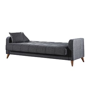 Canapé Lit LATIKA Avec 2 Coussins Et Coffre - Gris Foncé