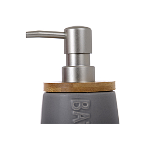 Distributeur à Savon DOLOMITE Rond 410 ML - Gris / Bambou