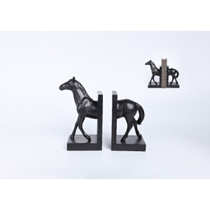 Set De 2 Serre-livres Cheval En Résine - Noir Bibelots