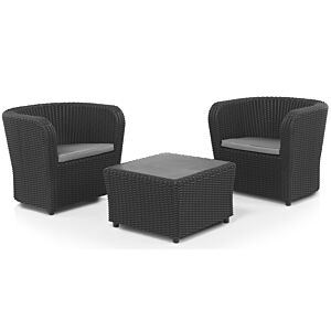 Set Balcon NOVA Avec Table Basse Coffre - Graphite