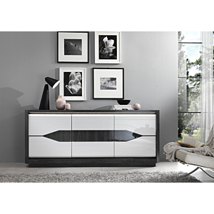 Buffet MATERA 3 Portes Avec LED Blanc - Chêne Gris