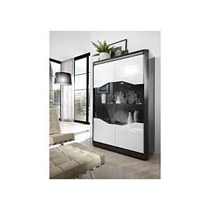 Vitrine MATERA 2 Portes Avec LED Blanc - Chêne gris
