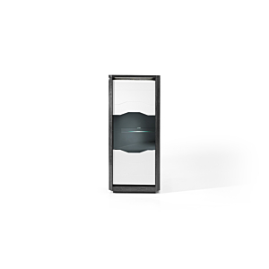 Vitrine MATERA 1 Porte Avec LED Blanc - Chêne Gris Vitres et bibliothèques