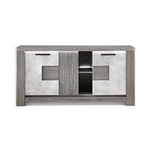 Buffet BOLZANO 3 Portes Avec LED Chêne Béton Buffet et commodes