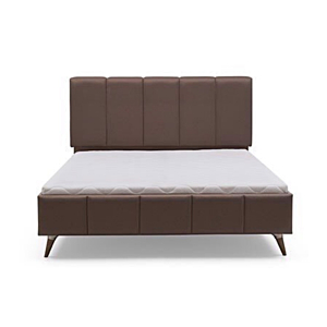 Lit CLARA 160 x 200 Avec Sommier - Taupe / Noyer
