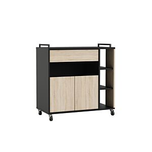 Desserte Cuisine INDUS Chêne - Noir Meuble multifonctions rangements